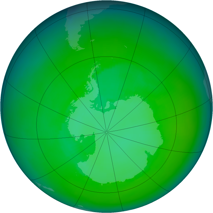 Antarctic ozone map for December 2000